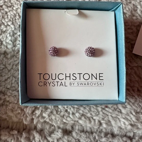 Touchstone Crystal by Swarovski Purple Stud Earrings - Picture 2 of 4